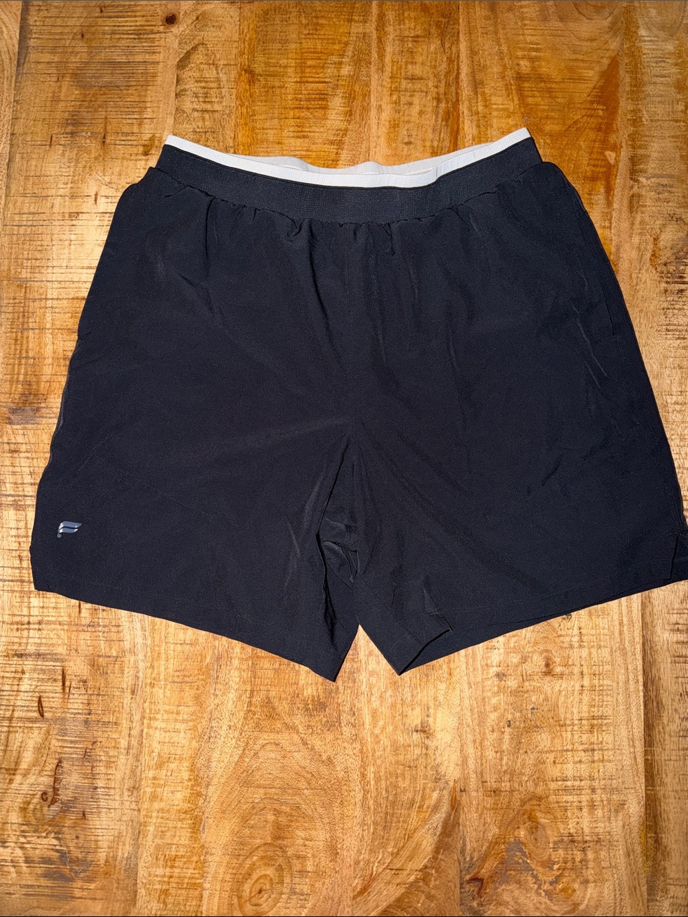 Fabletics Black Athletic Shorts with White Waistband Trim